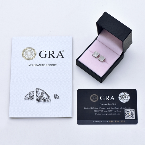 Sterling silver diamond earrings men or women - Picture 5 of 7